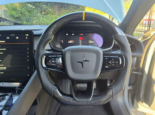 Polestar ratt kolfiber & perforerat läder